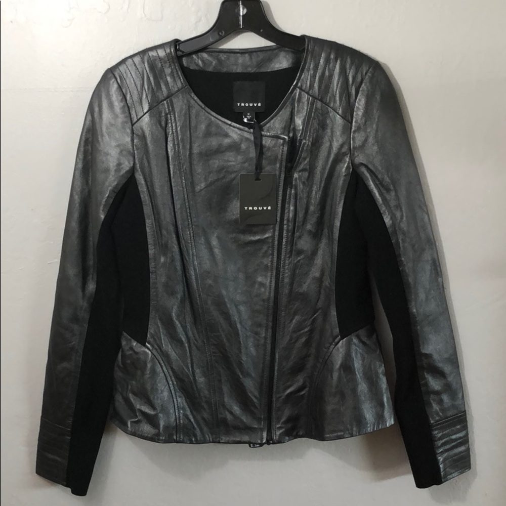 Trouve cropped leather jacket